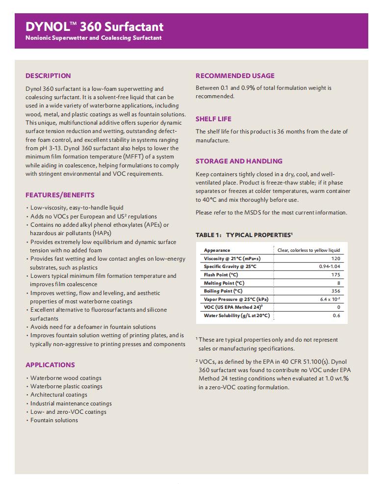 Dynol 360美國空氣化工表面活性劑(圖1)